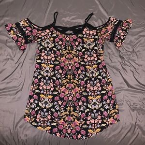 Floral cold shoulder tunic